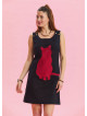 U Neck Cat Figure Button Detailed Black Bohemian Dress 4530